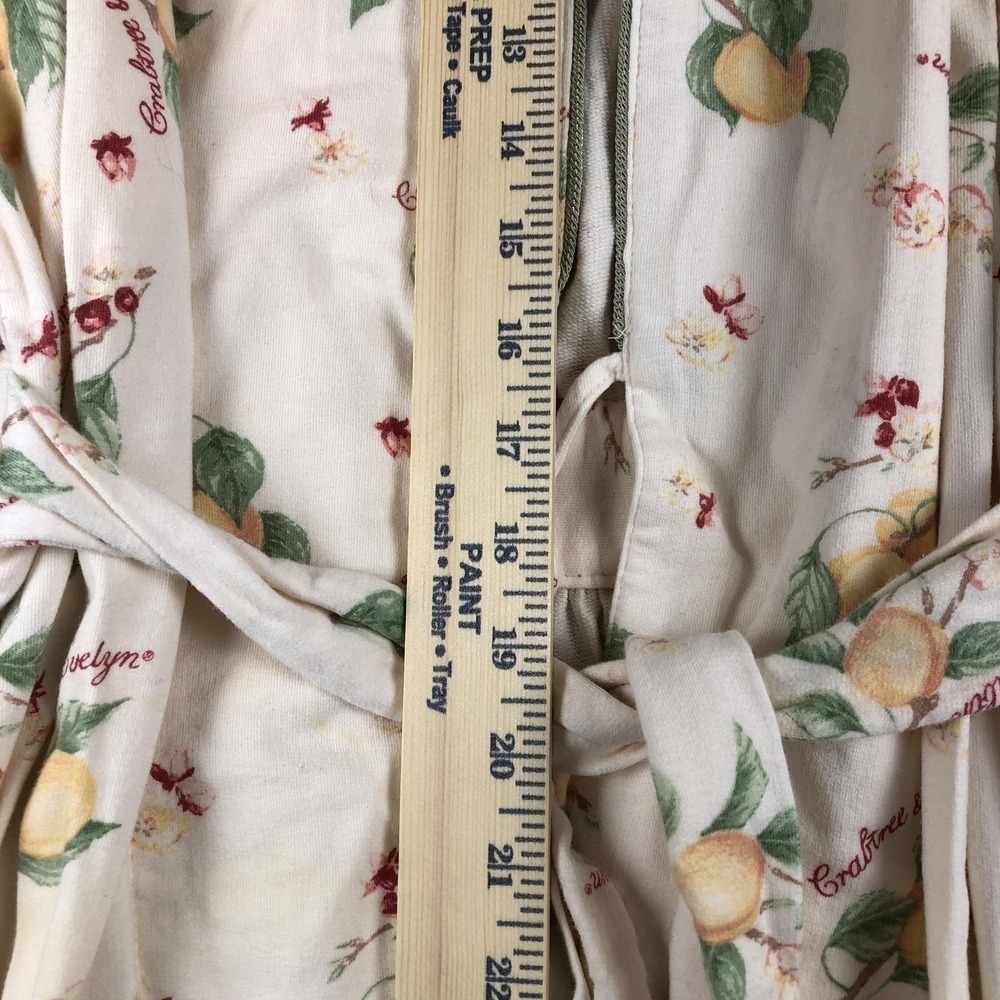 Crabtree & Evelyn Robe Womens Small White Cotton Kimono Belted Lemon Floral - Picture 7 of 13